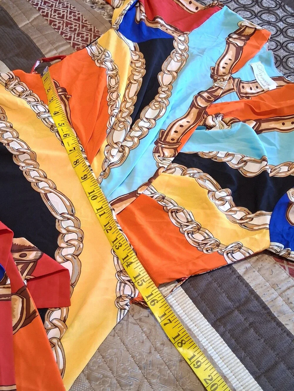 Dareen Hand‎ Made Chain Print Maxi Dress SzL Multicolor Wrap Vacation Beach